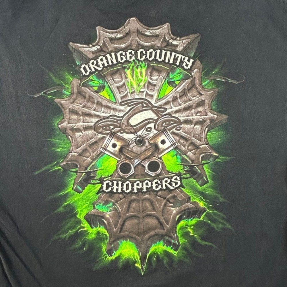 Vintage Orange County Choppers OCC Graphic T-Shirt Mens Black Green Biker Tee L
